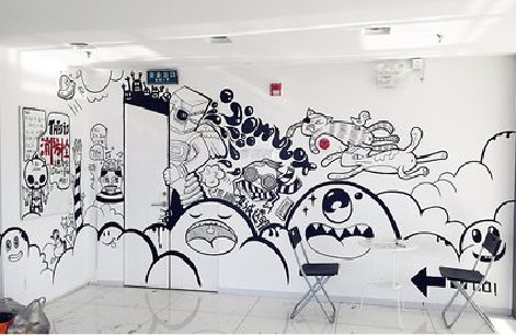 洞口手绘墙并非传统涂鸦。